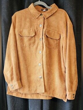 Karl Lagerfeld Paris Tan Corduroy Button-Up Shirt Women’s Large